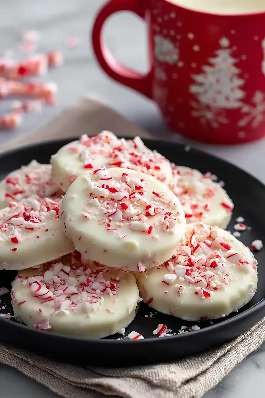 no bake peppermint bark cookies