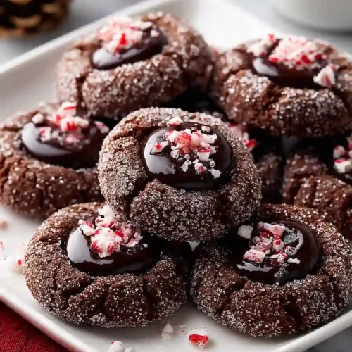 peppermint bark thumbprint cookies