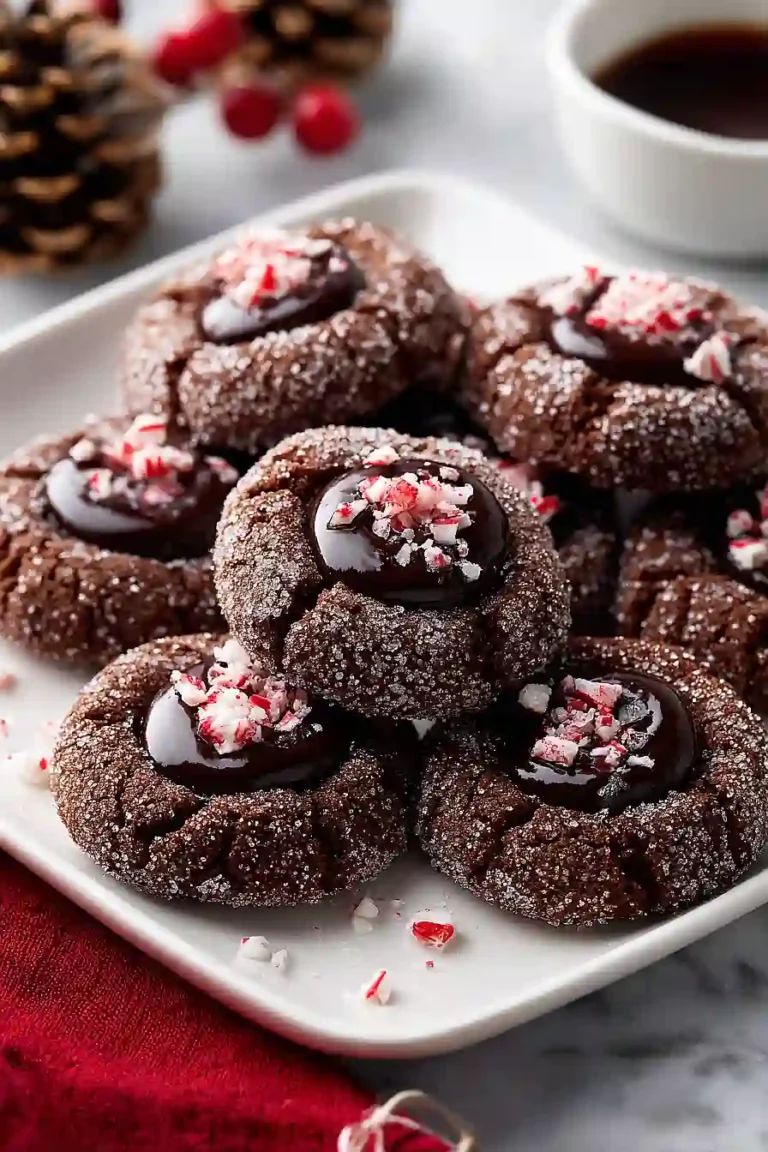 peppermint bark thumbprint cookies