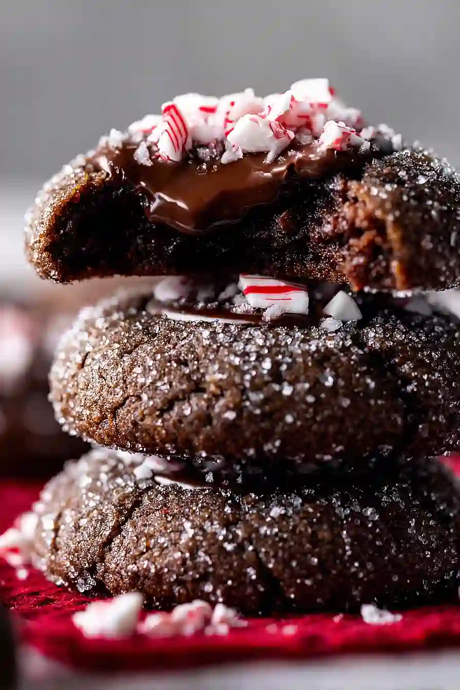 peppermint bark thumbprint cookies