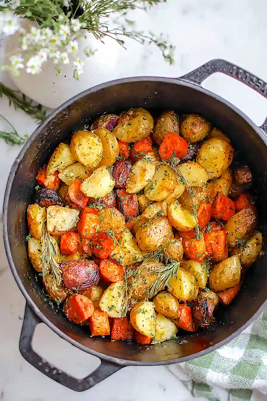roasted vegetables in dutch oven
