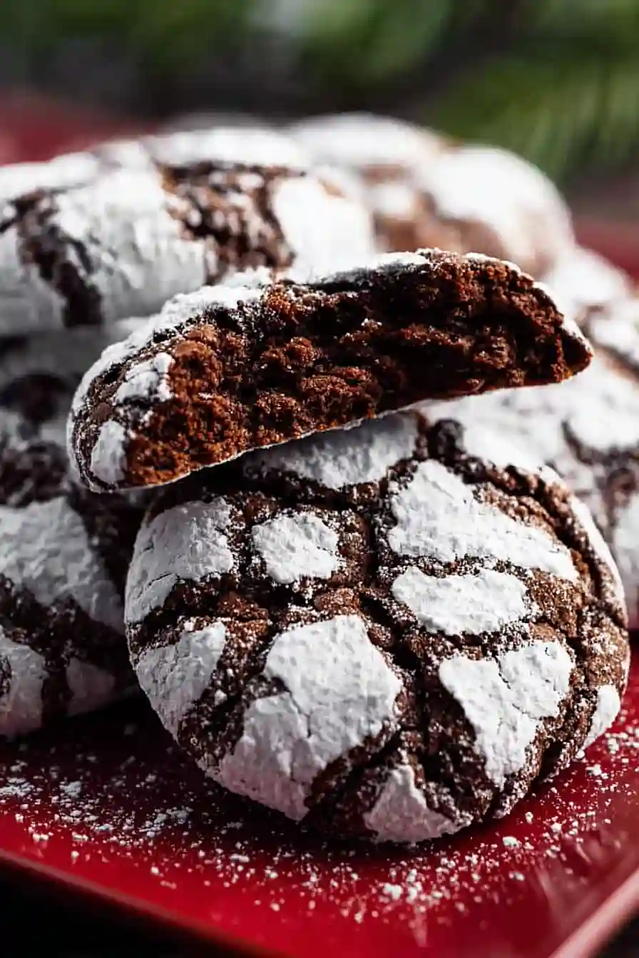 chocolate peppermint crinkle cookies