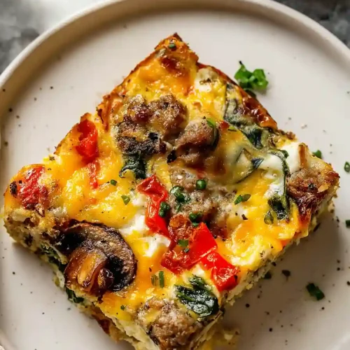 sausage spinach mushroom egg bake
