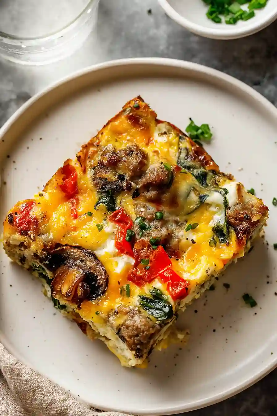 sausage spinach mushroom egg bake