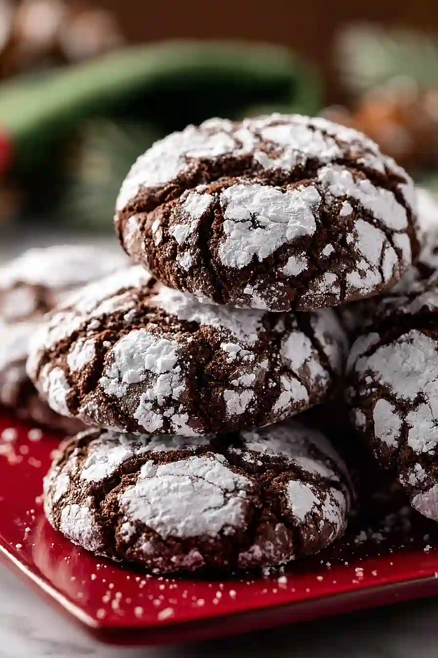 chocolate peppermint crinkle cookies