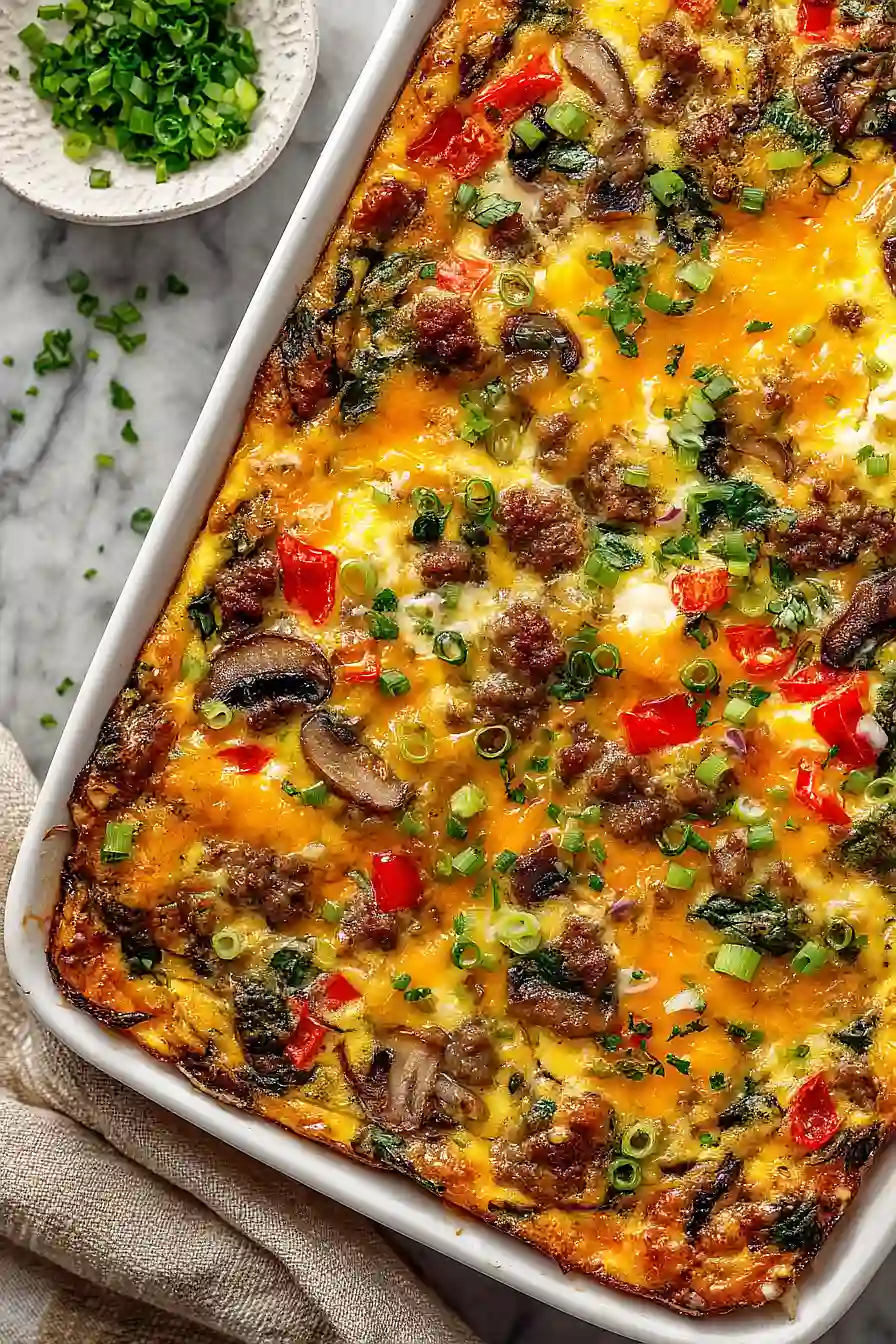 sausage spinach mushroom egg bake