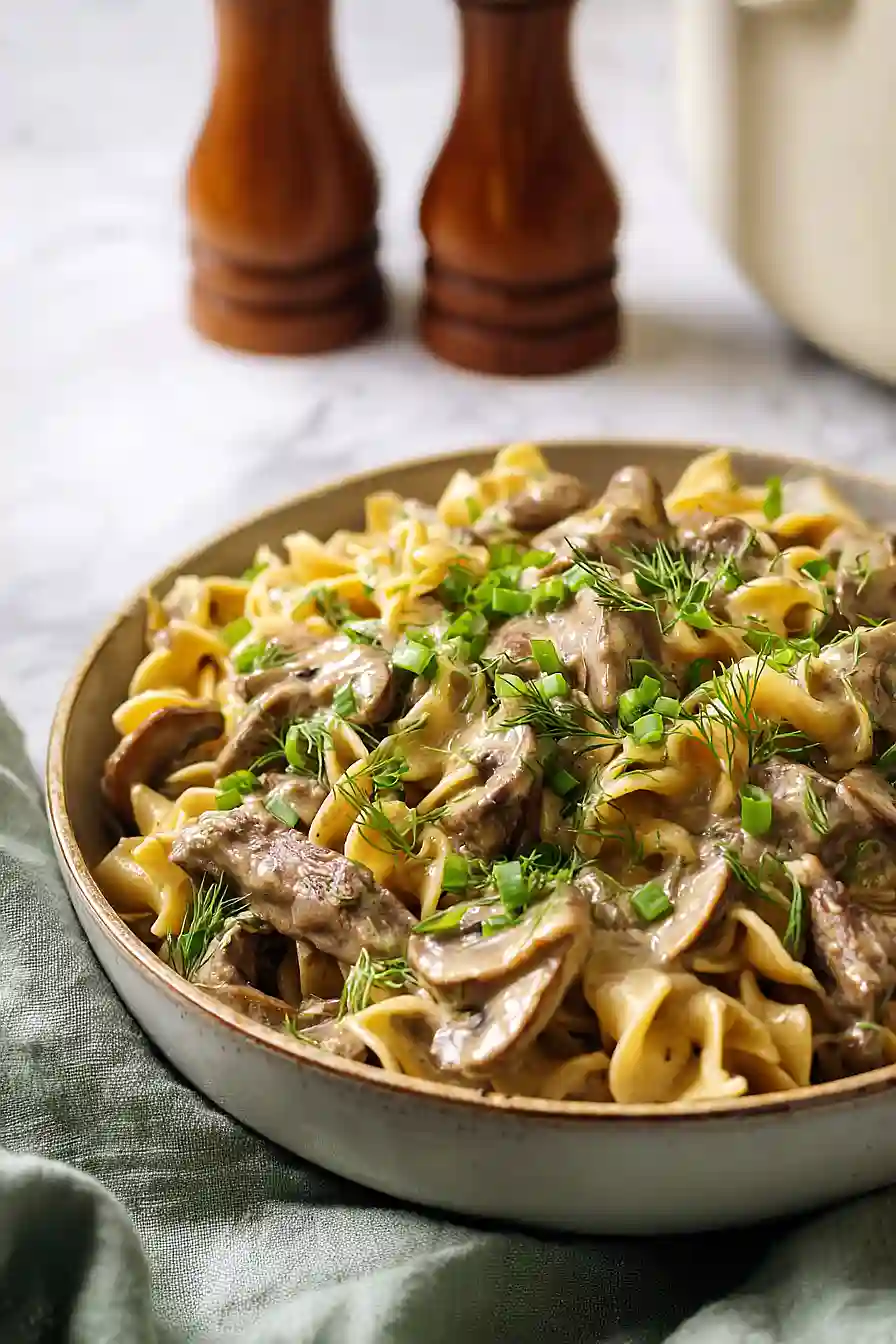 Healthier Beef Stroganoff with Greek Yogurt