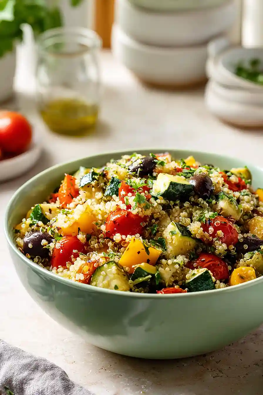 mediterranean quinoa salad with roasted vegetables