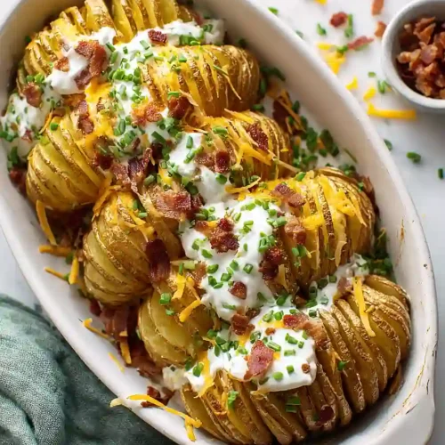 Loaded Hasselback Potatoes with Sour Cream