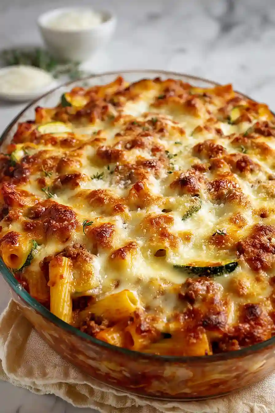 baked ziti with ground beef and zucchini