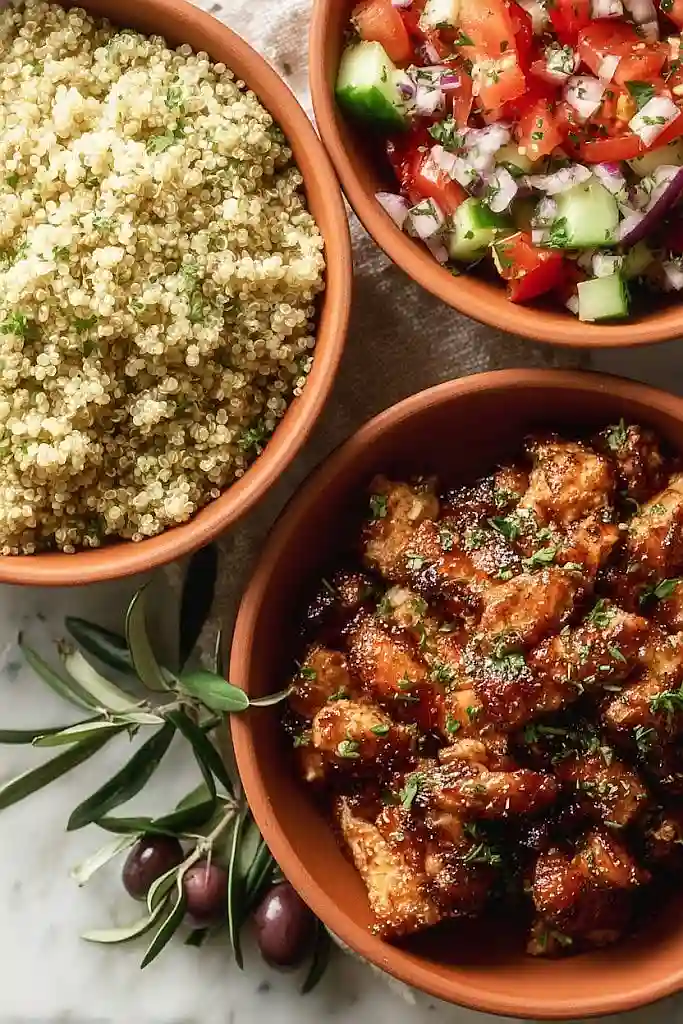 mediterranean chicken quinoa bowl