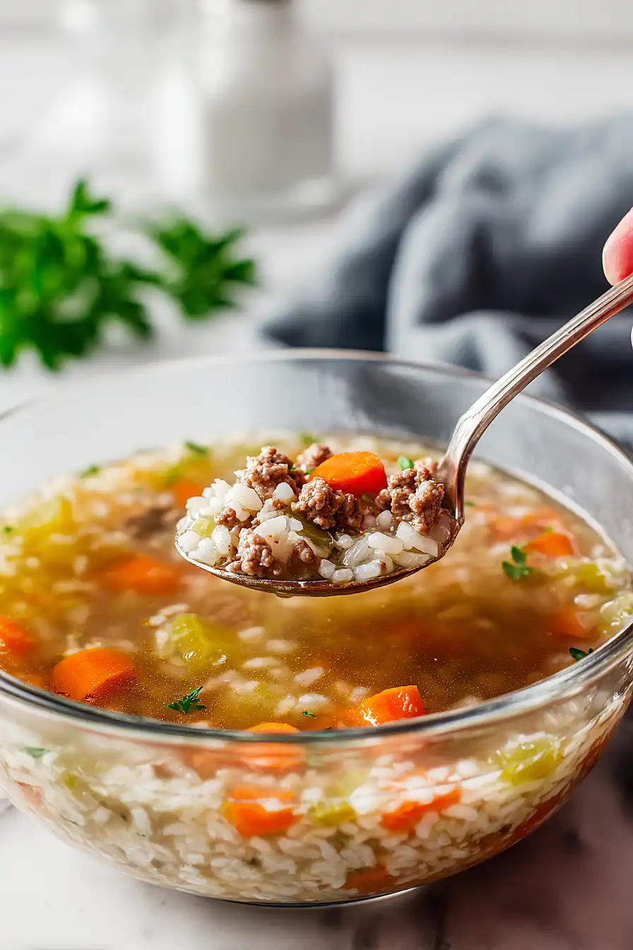 ground beef and rice soup