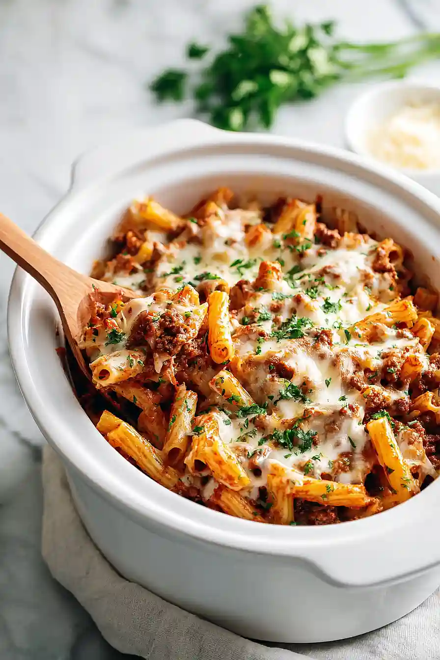 crockpot baked ziti with ground beef