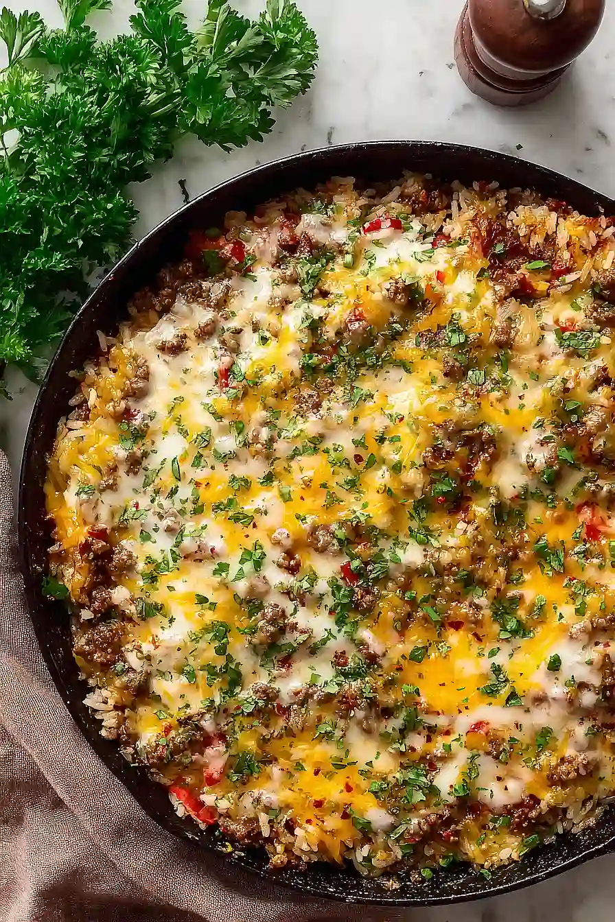 ground beef and rice skillet
