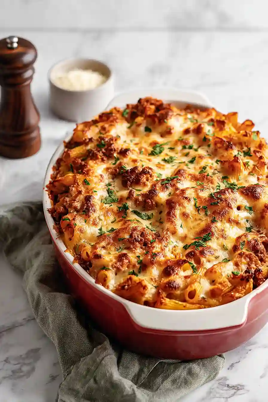 baked ziti with ground beef and sausage