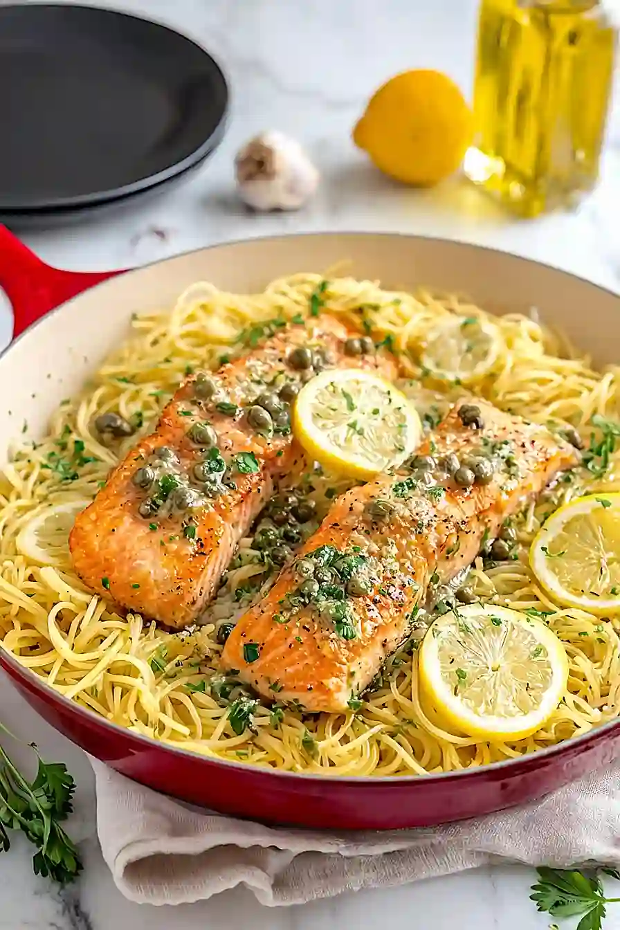 salmon piccata pasta
