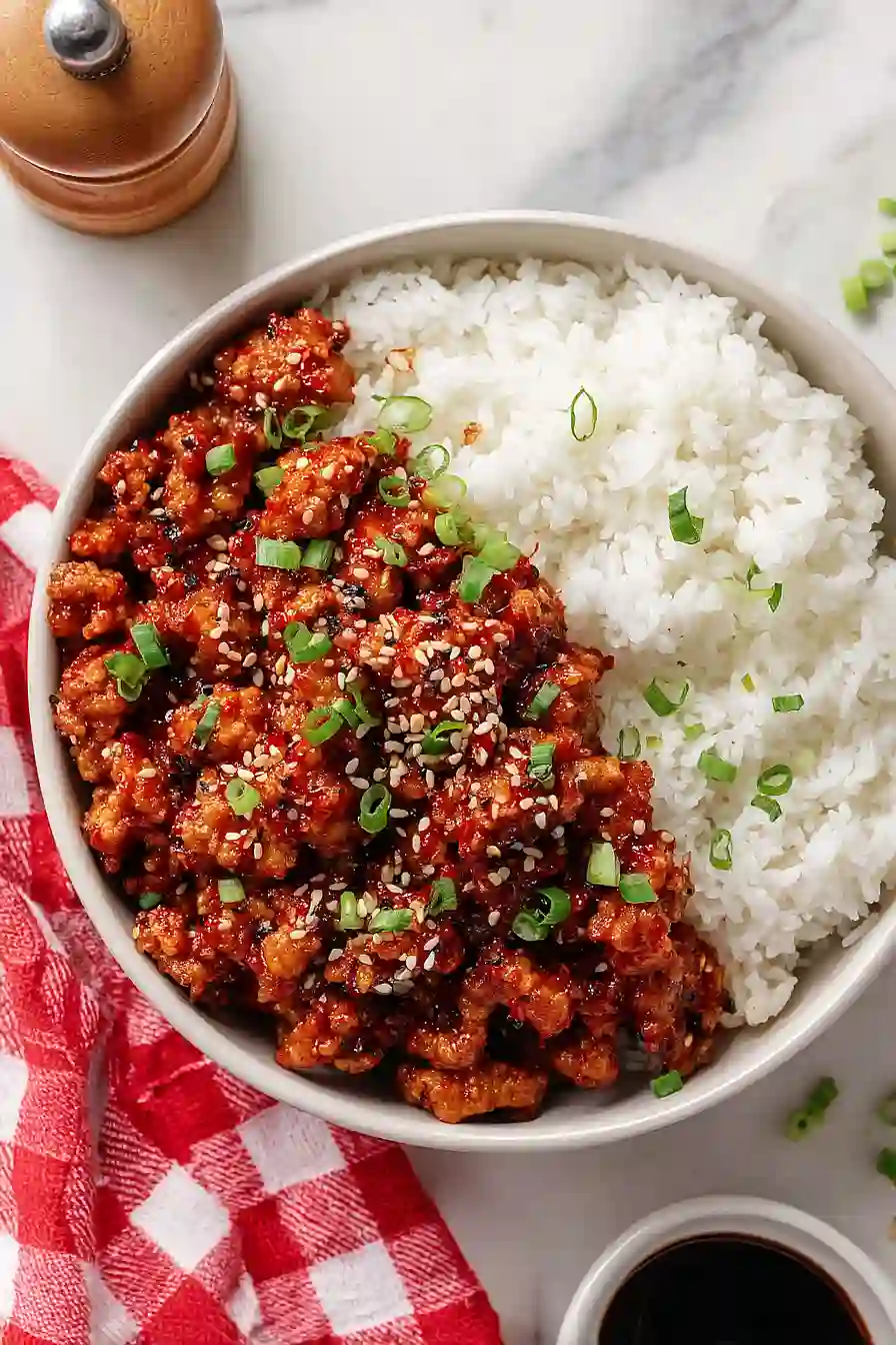 protein firecracker ground chicken bowls