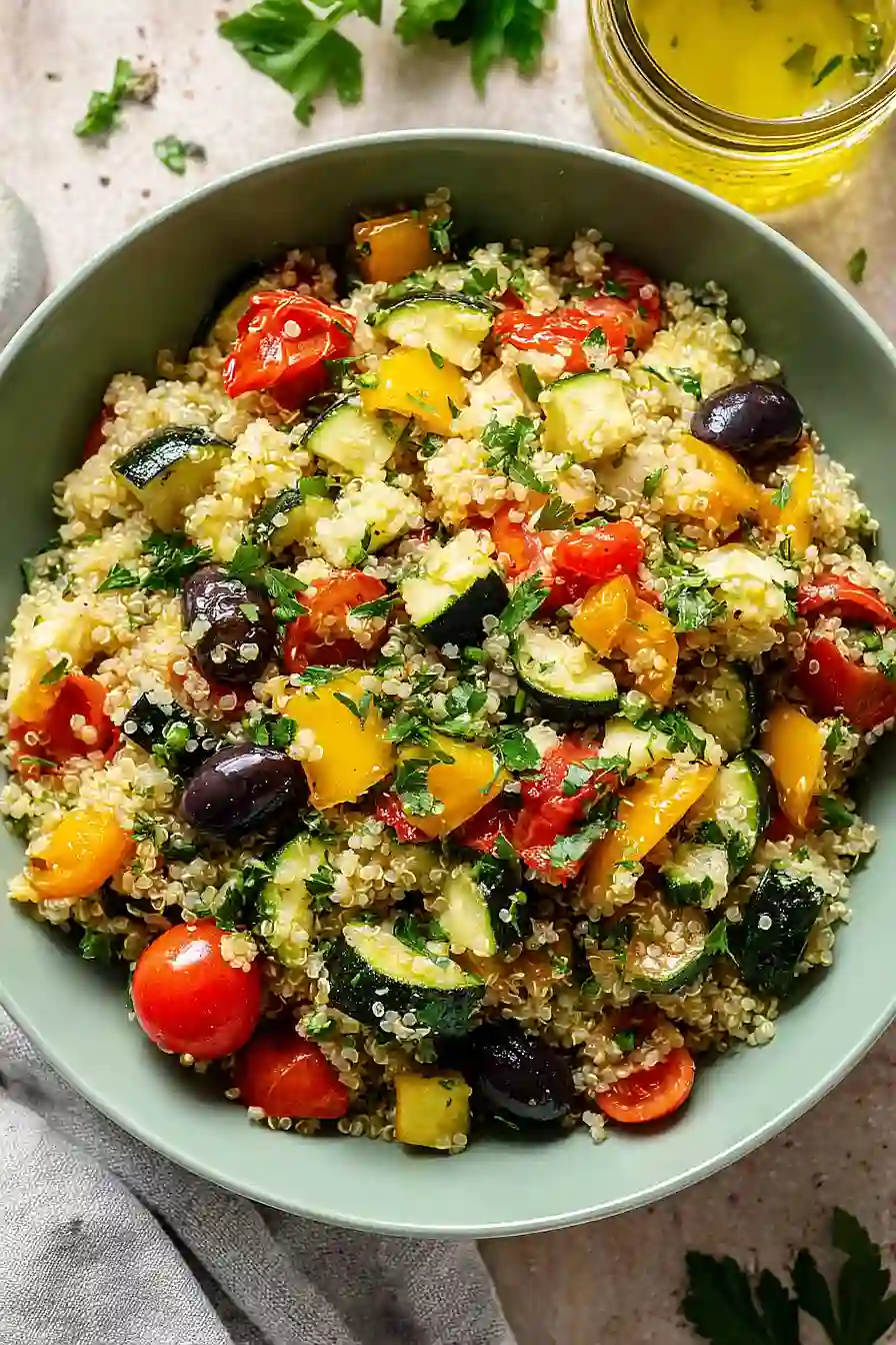 mediterranean quinoa salad with roasted vegetables