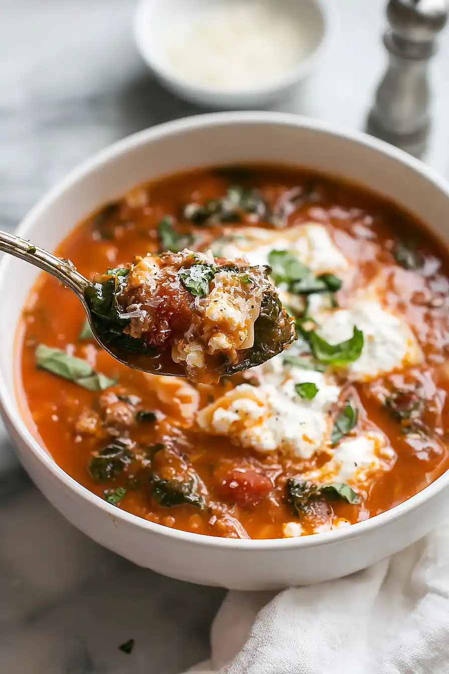 kale lasagna soup