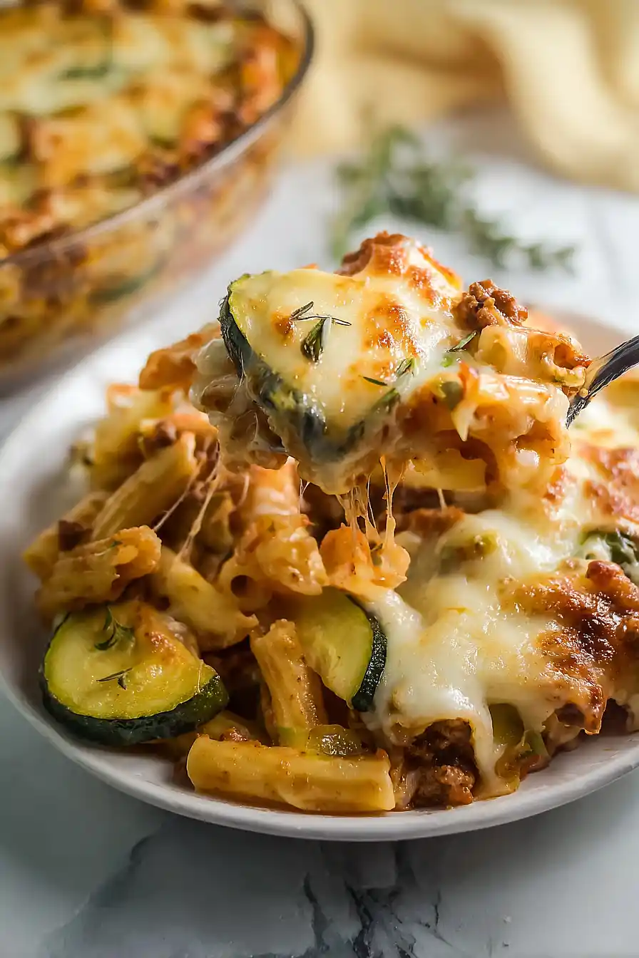 baked ziti with ground beef and zucchini
