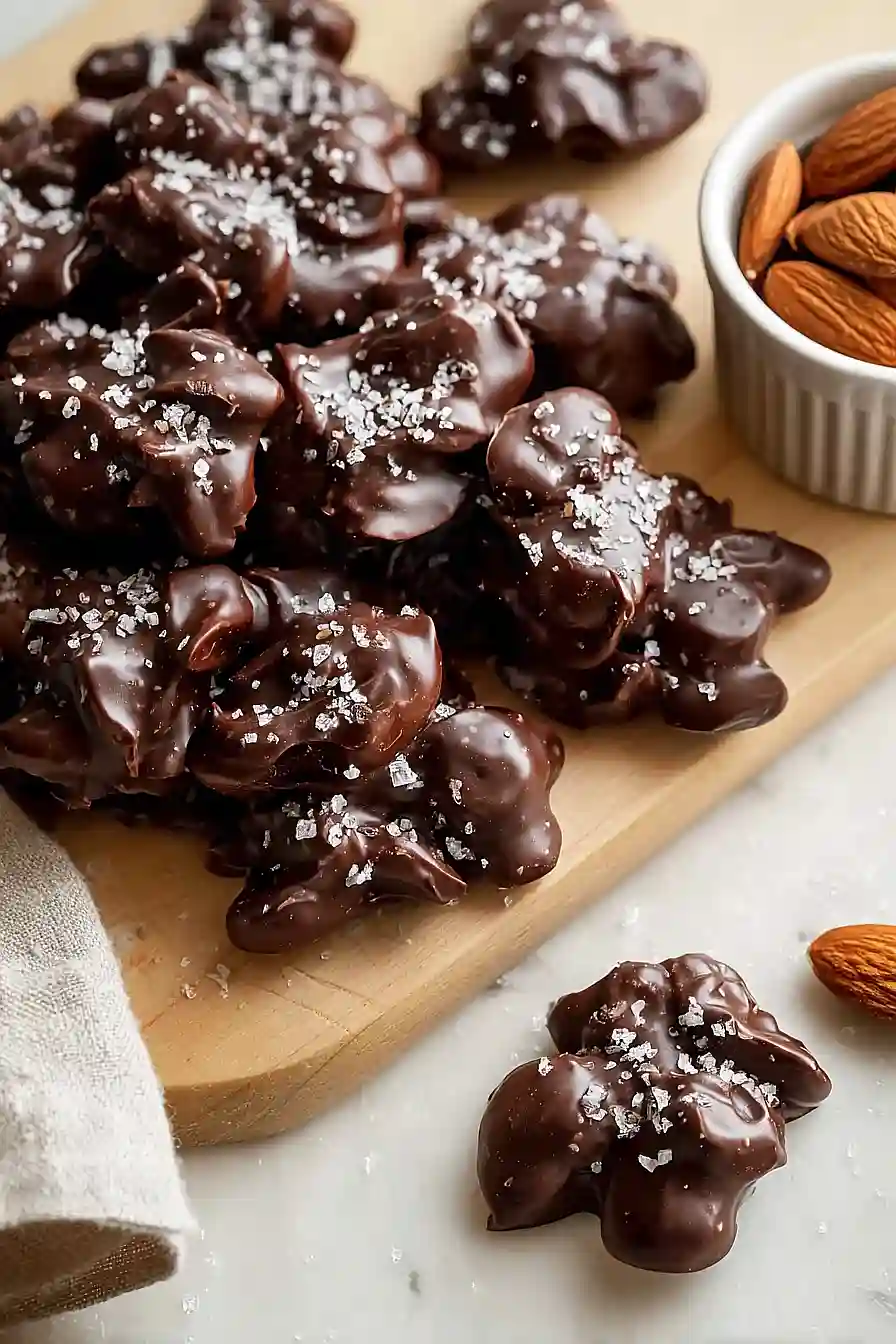 sea salt dark chocolate almond clusters