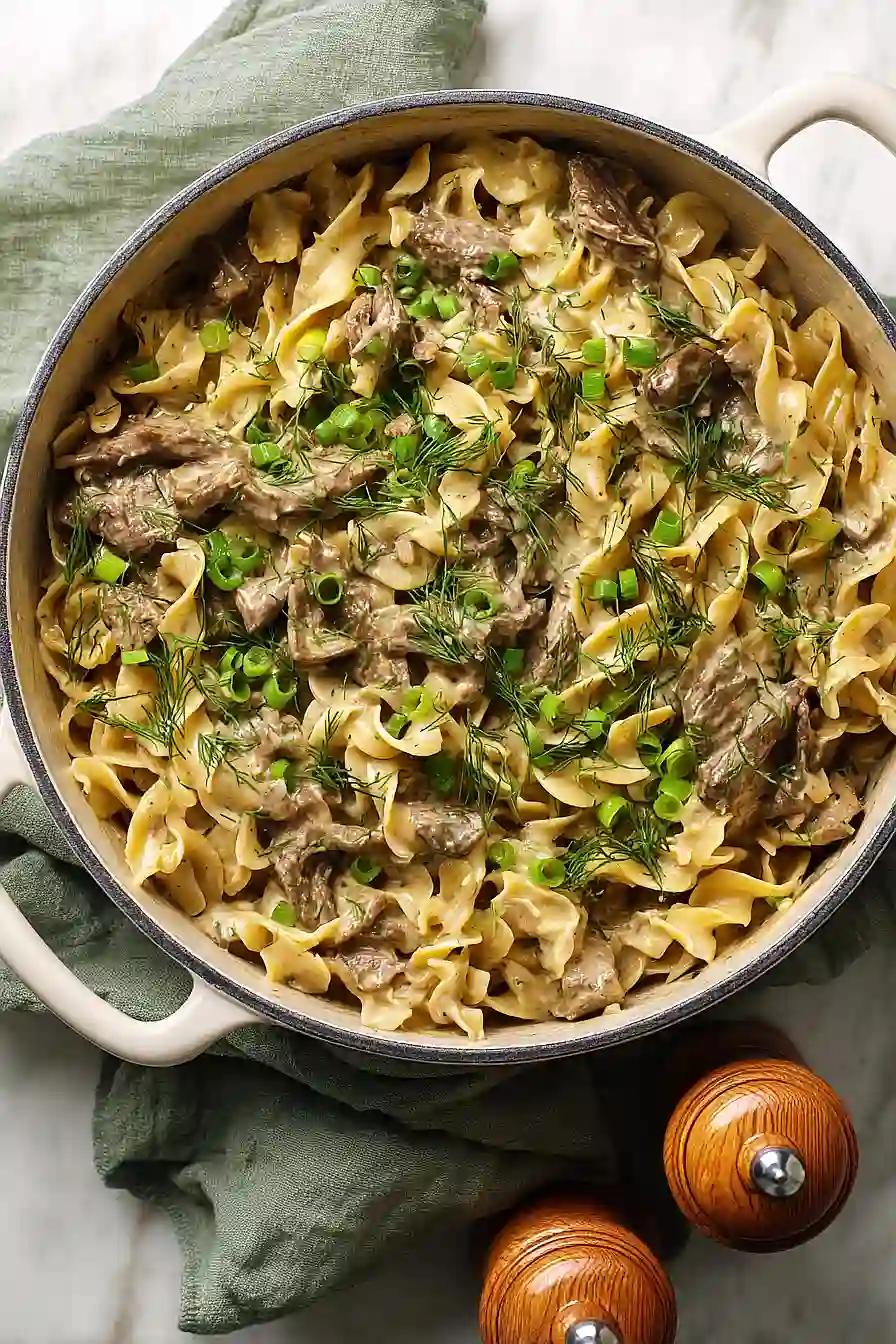 Healthier Beef Stroganoff with Greek Yogurt