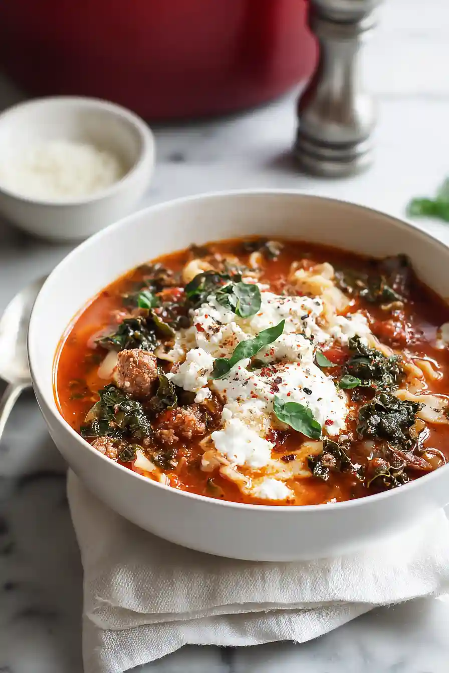 kale lasagna soup