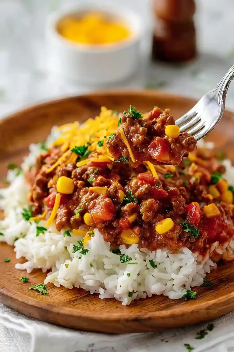 ground beef goulash with rice