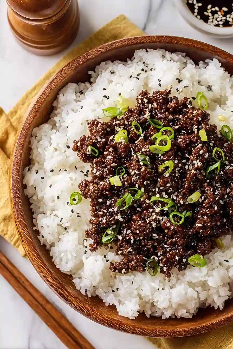 ground beef and rice bowl