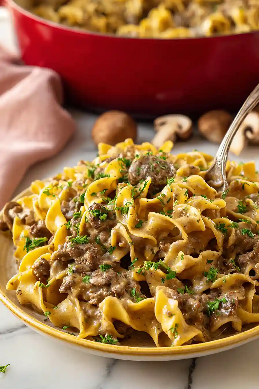 One-Pot Beef Stroganoff Pasta