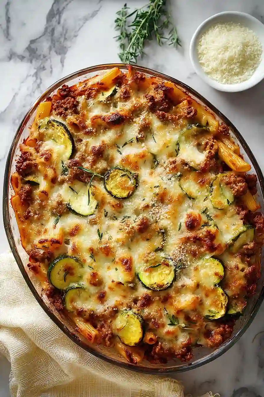 baked ziti with ground beef and zucchini