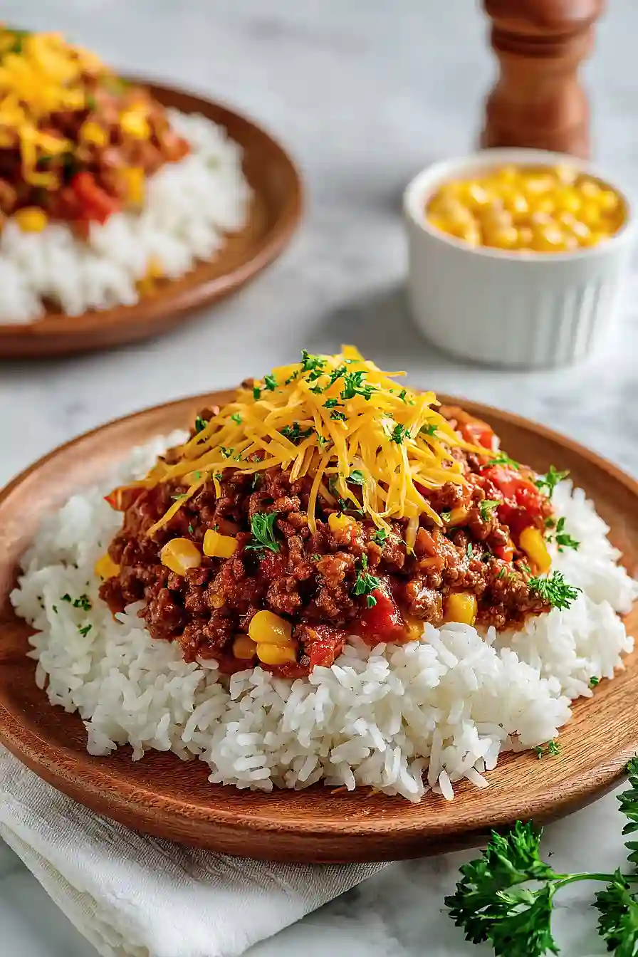 ground beef goulash with rice