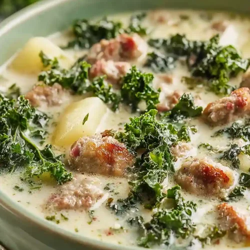 crockpot sausage, kale, and potato soup
