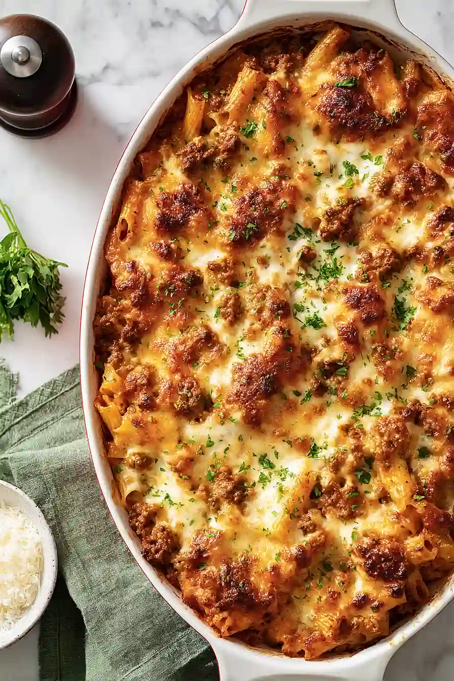 baked ziti with ground beef and sausage