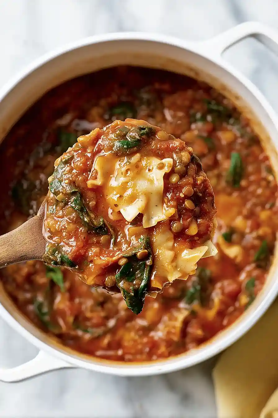 lentil lasagna soup