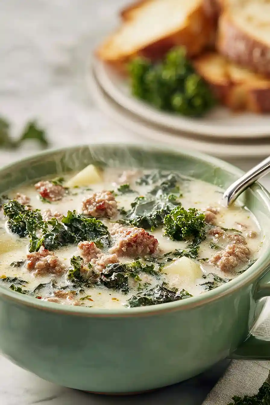 crockpot sausage, kale, and potato soup