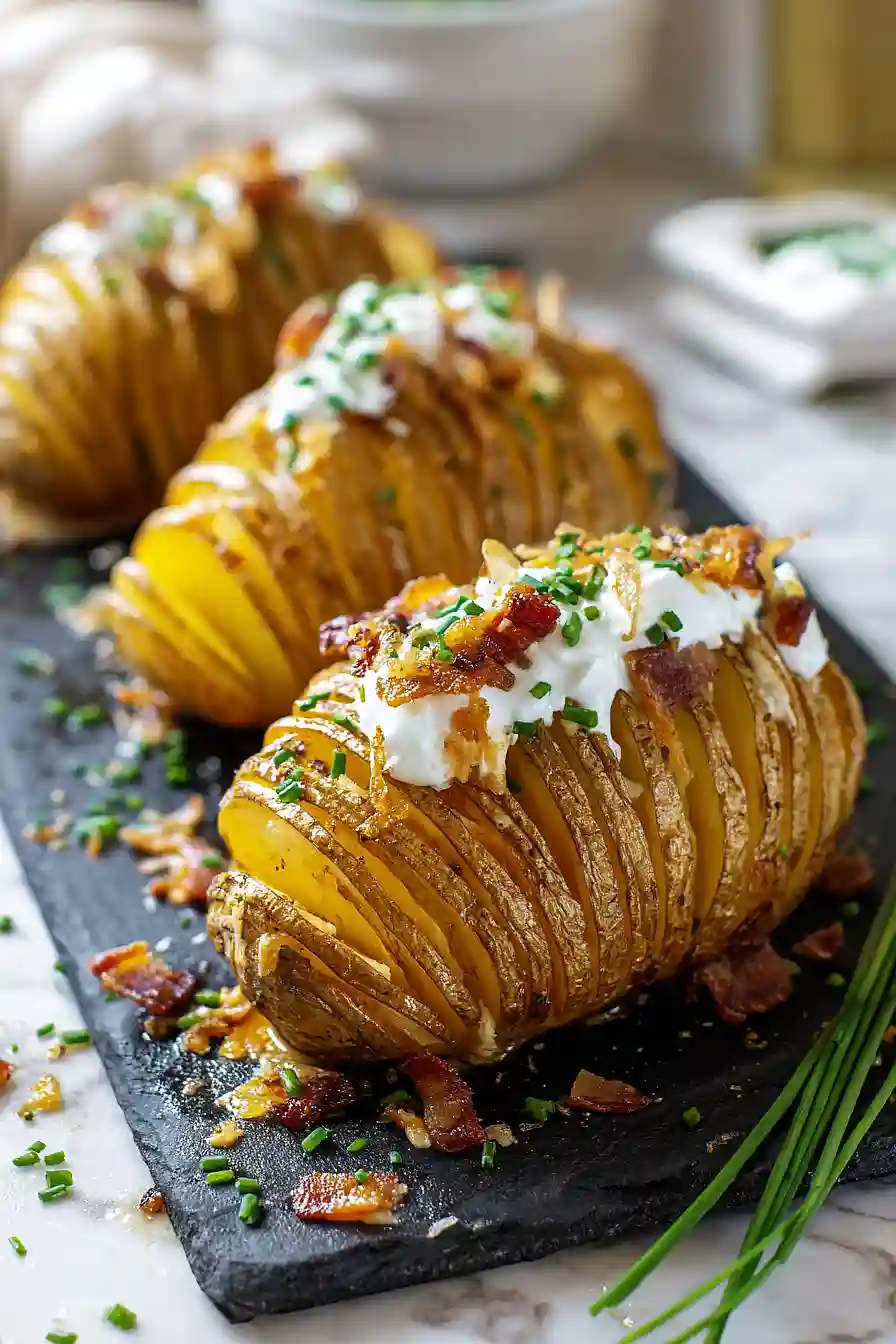 Bacon Cheddar Hasselback Potatoes