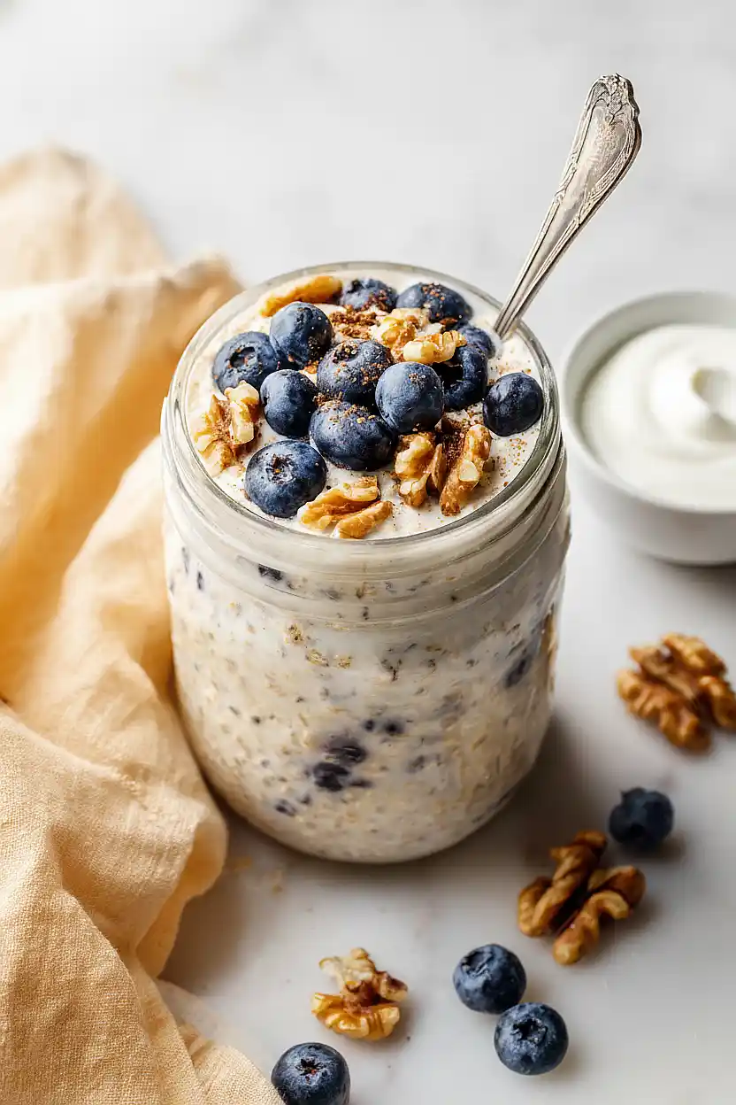 blueberry overnight oats with yogurt