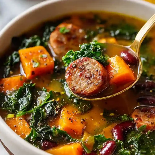 turkey sausage, kale, and sweet potato soup