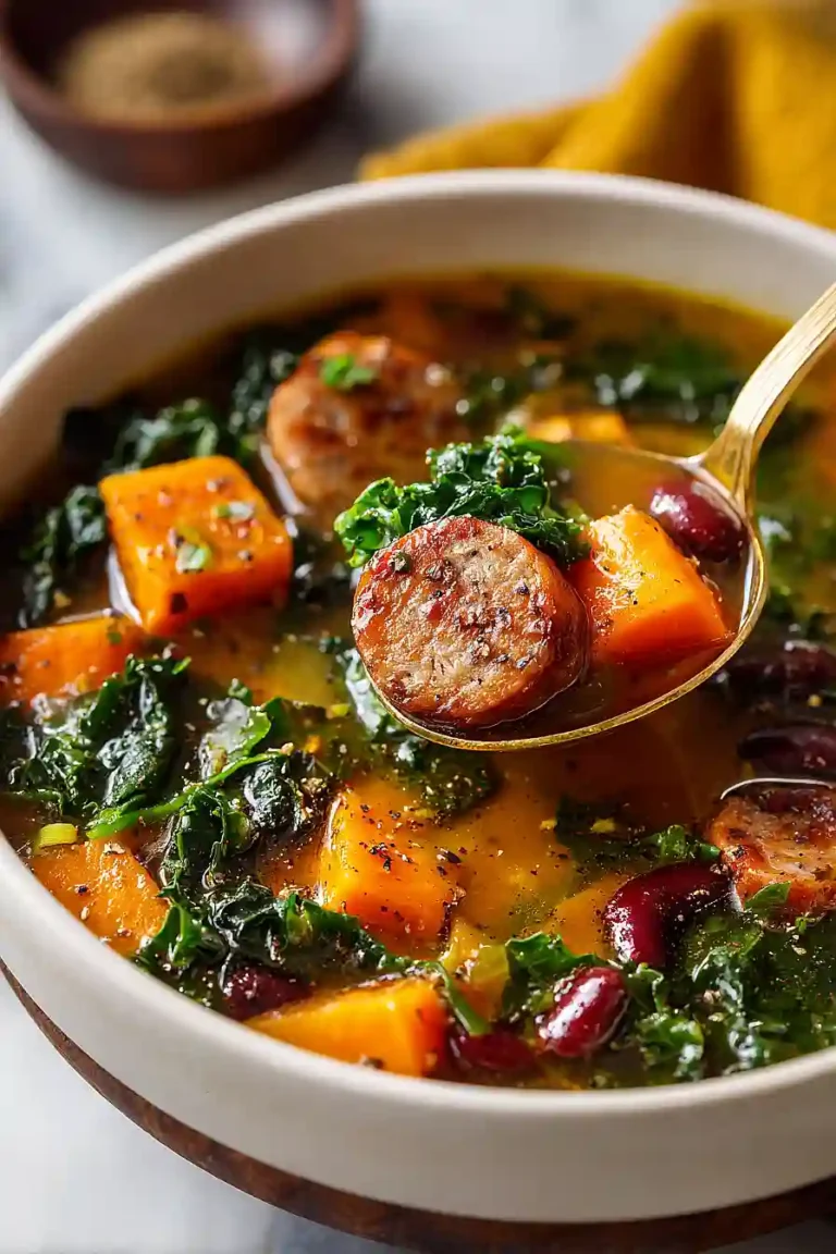 turkey sausage, kale, and sweet potato soup