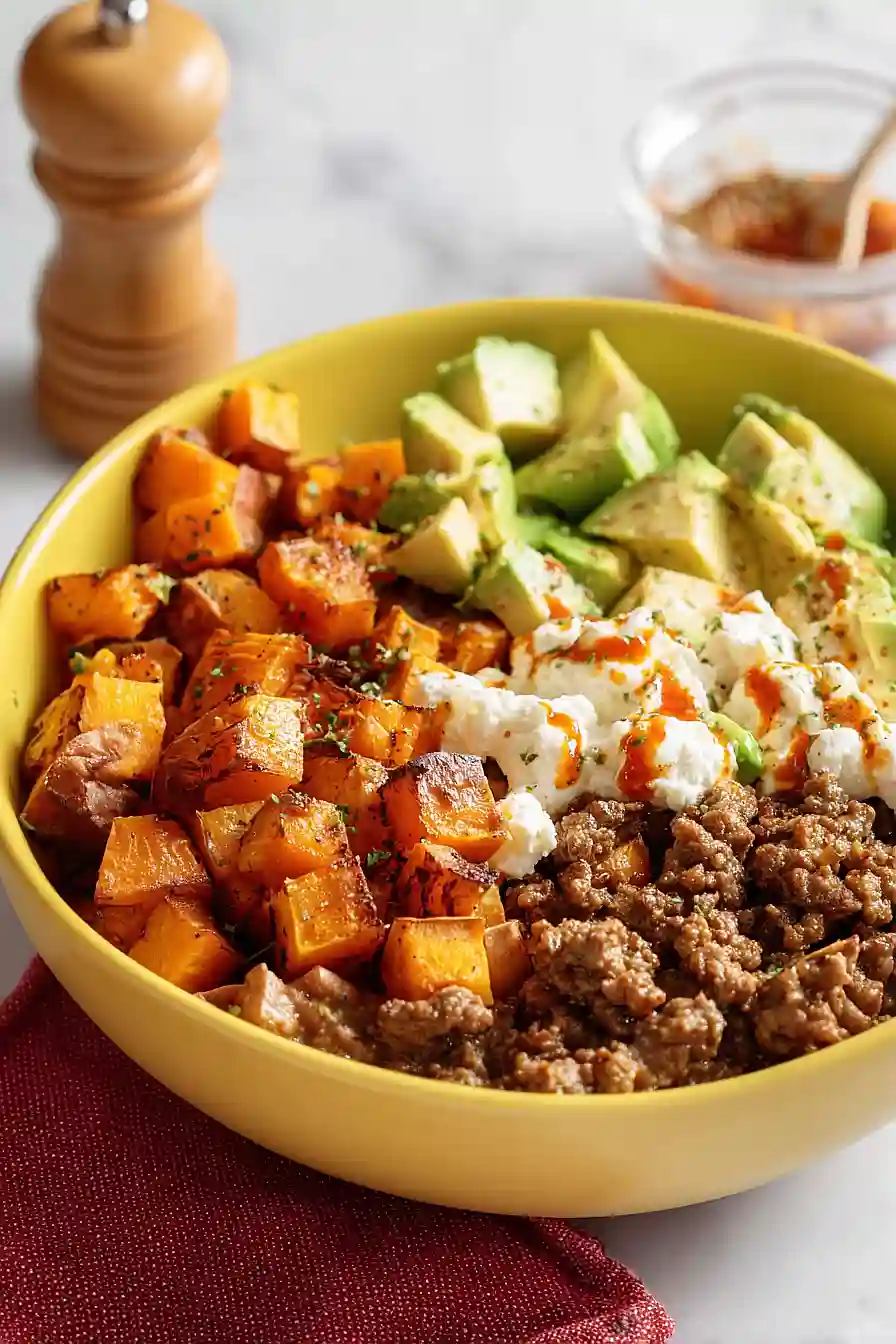 ground beef cottage cheese bowls