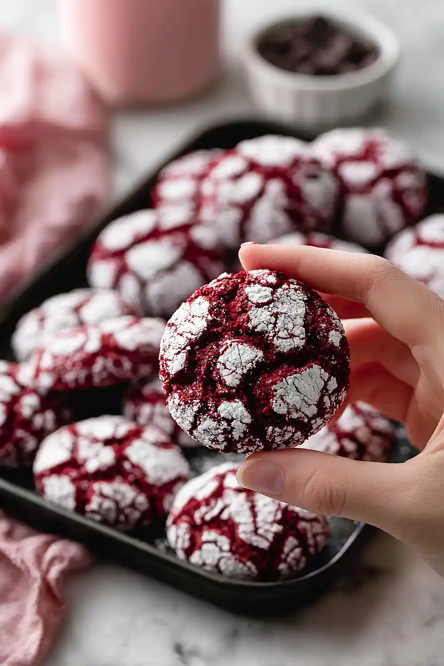 red velvet crinkle cookies