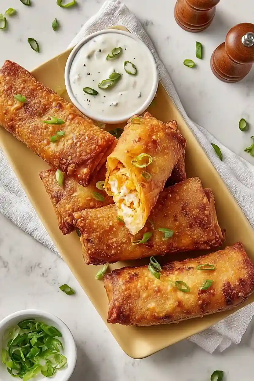 buffalo chicken dip egg rolls