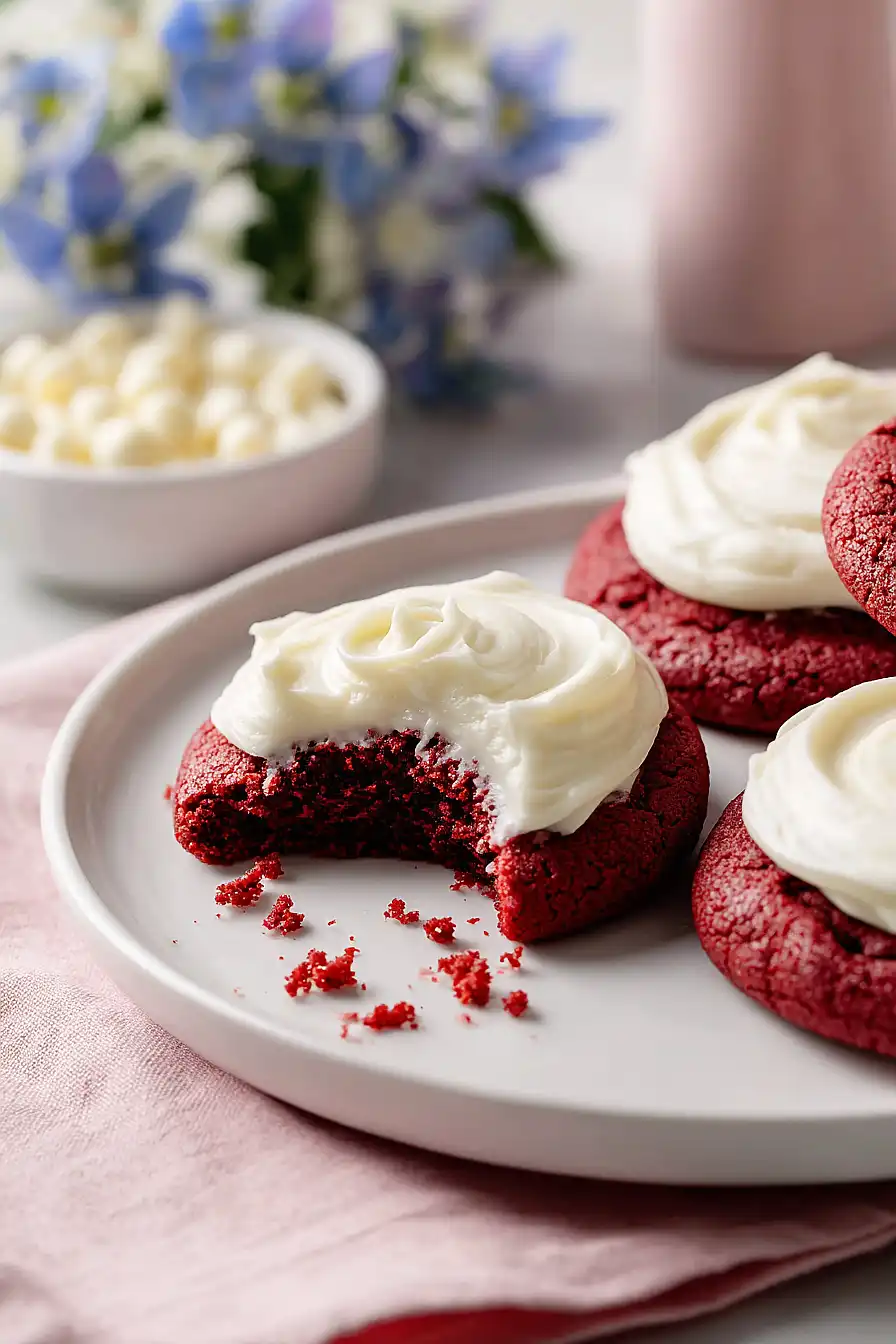 red velvet cookies with cream cheese frosting