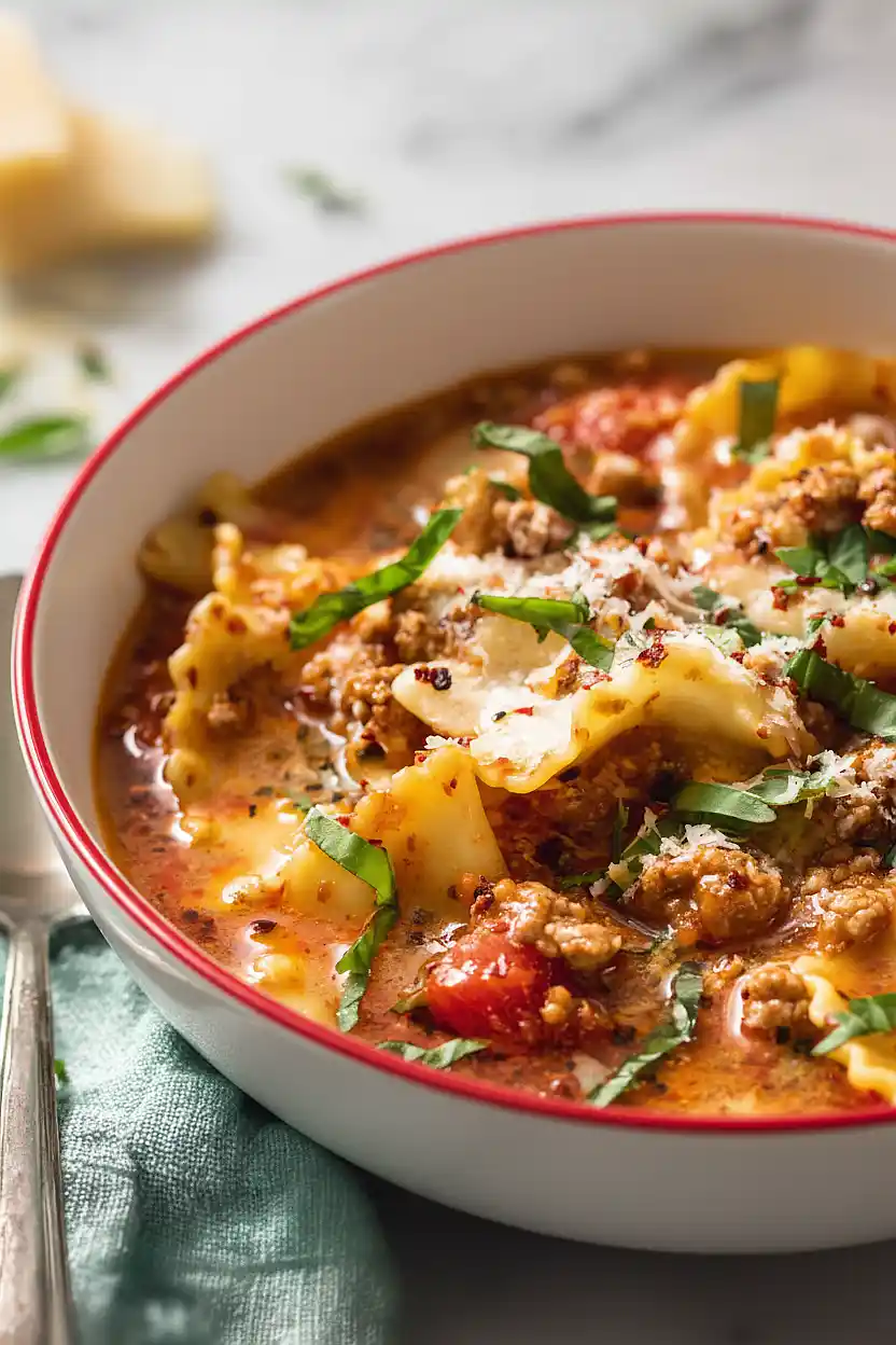 ground turkey lasagna soup