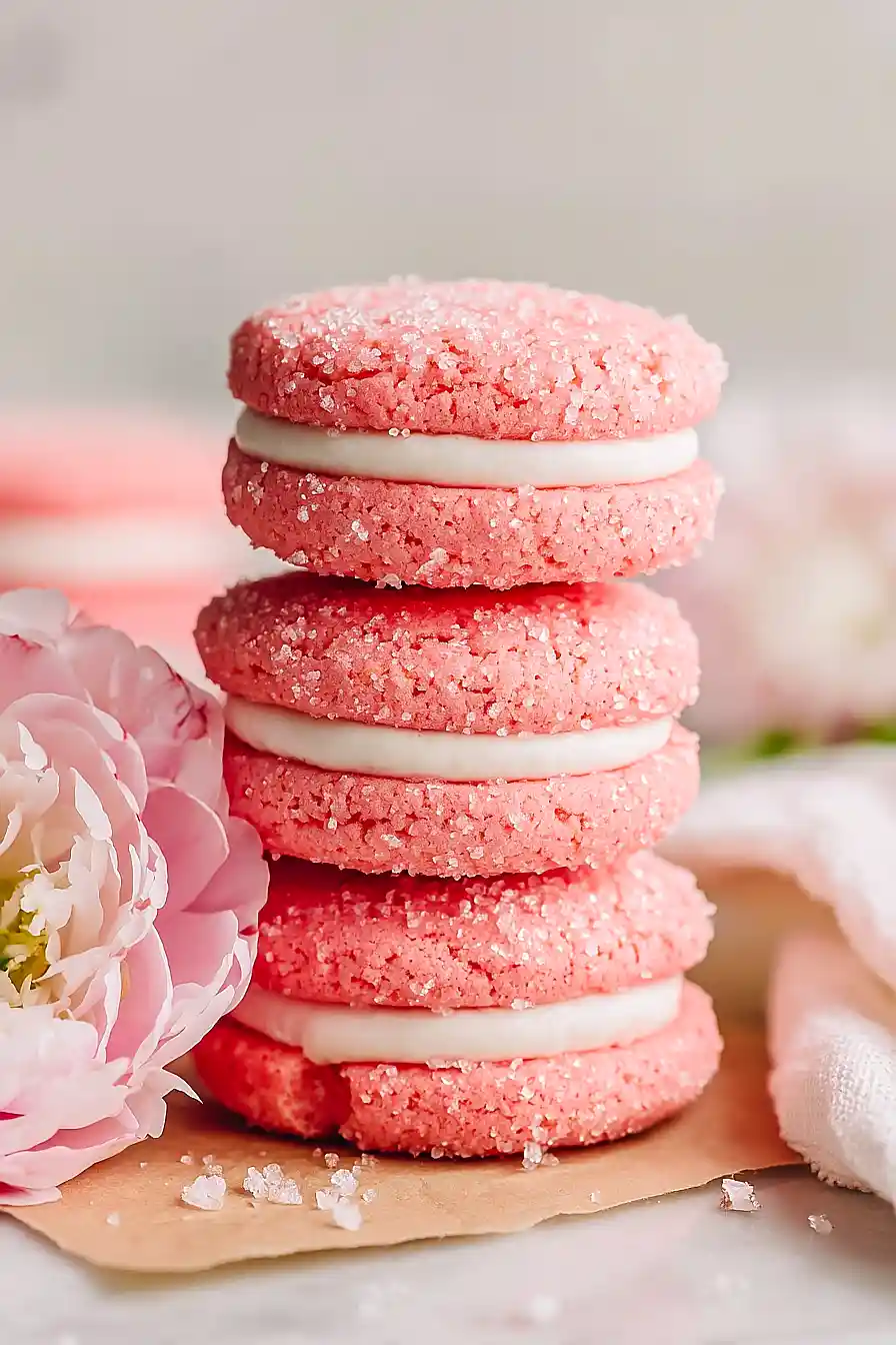 strawberry cake mix sandwich cookies