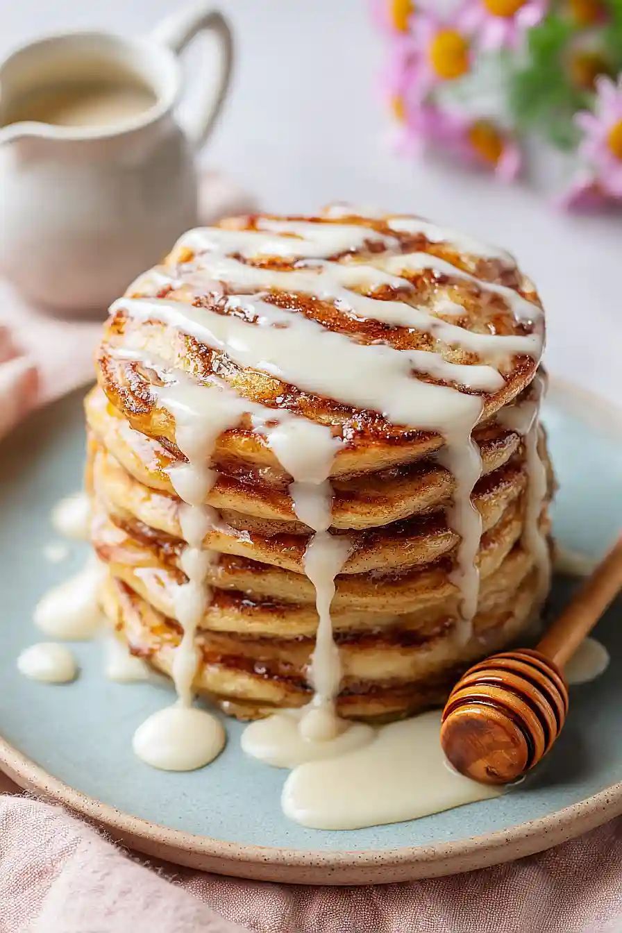 Cinnamon Roll Cottage Cheese Pancakes