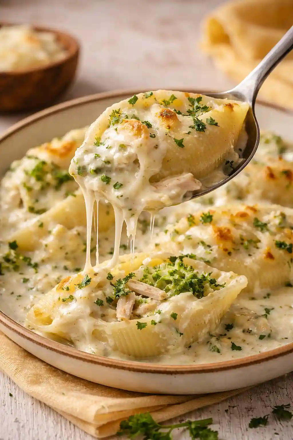 Baked Chicken Alfredo Stuffed Shells