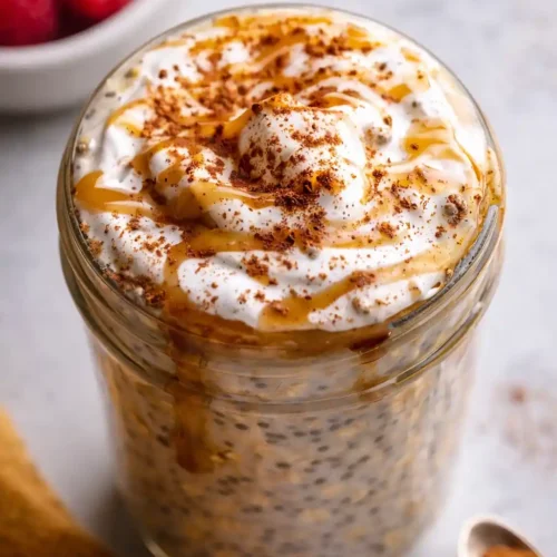 High Protein Cinnamon Roll Overnight Oats