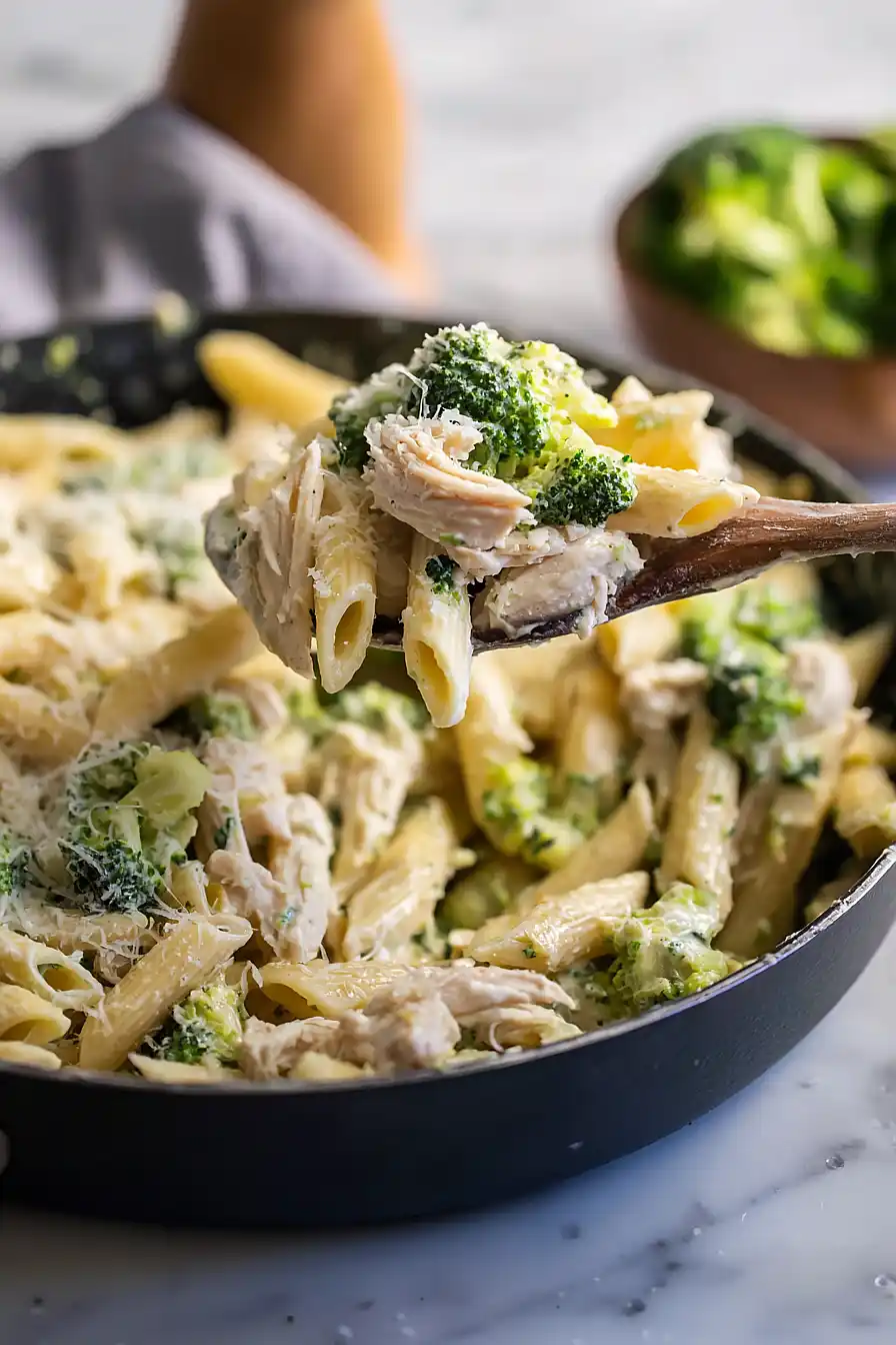 High Protein Rotisserie Chicken Broccoli Pasta